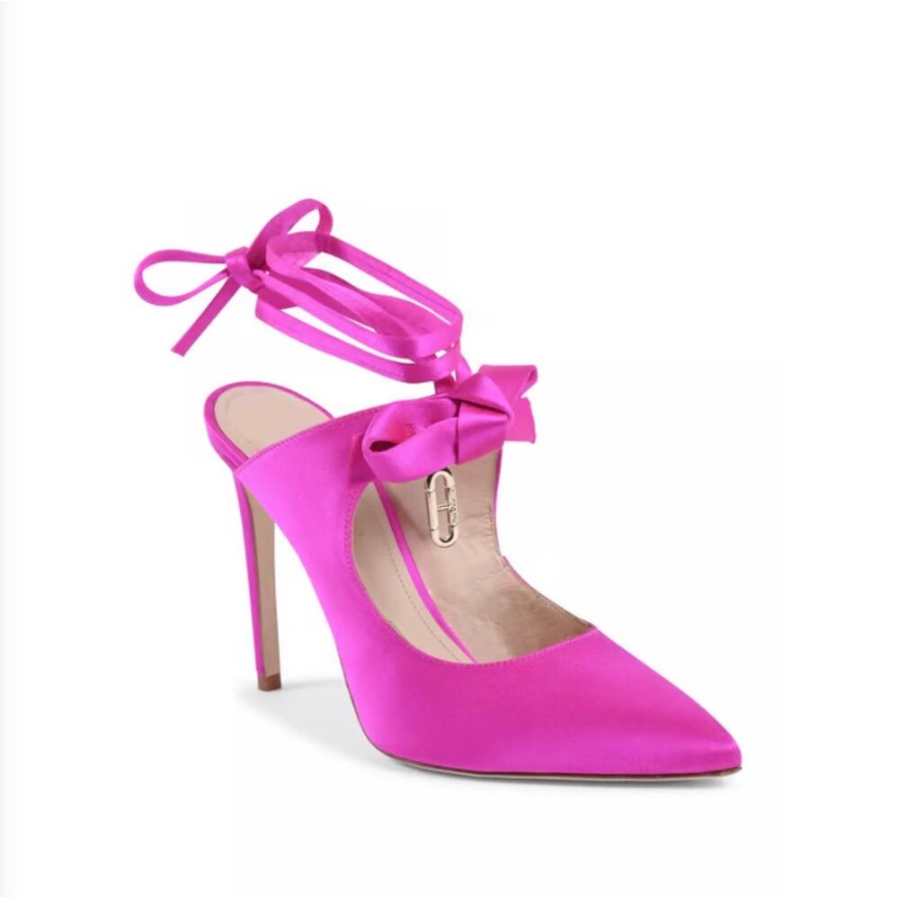 New Dee Ocleppo satin 610 fuxia dominic pink mule heels sz 35 - Picture 2 of 11